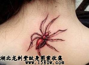 红蜘蛛纹身脖子纹身