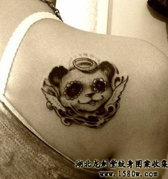 熊猫天使纹身肩部纹身