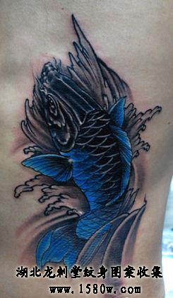 蓝色鲤鱼纹身