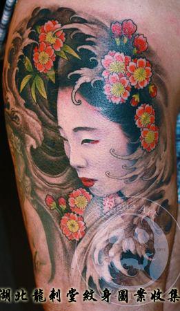 日式樱花艺妓纹身