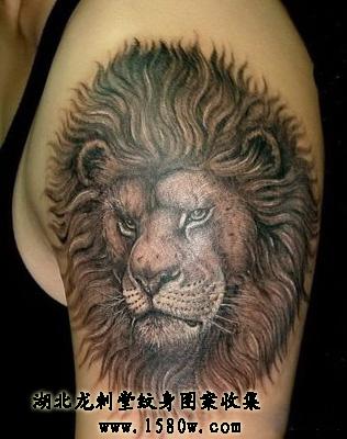 大臂狮子纹身图片