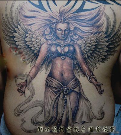 欧式美女天使纹身图案