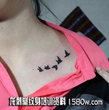 胸部图腾燕子纹身图案