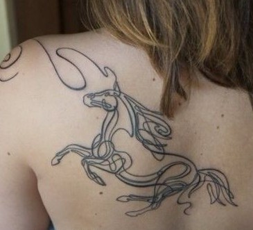 抽象线条马纹身图案 艺术
